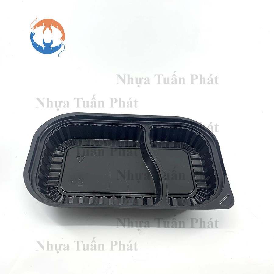 100 hộp nhựa đế đen sushi HT17 2 ngăn | BigBuy360 - bigbuy360.vn