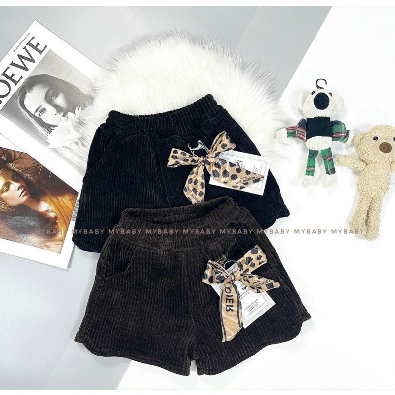 Quần sooc nhung 2 lớp dày dặn mềm ấm cho bé gái 10-30kg