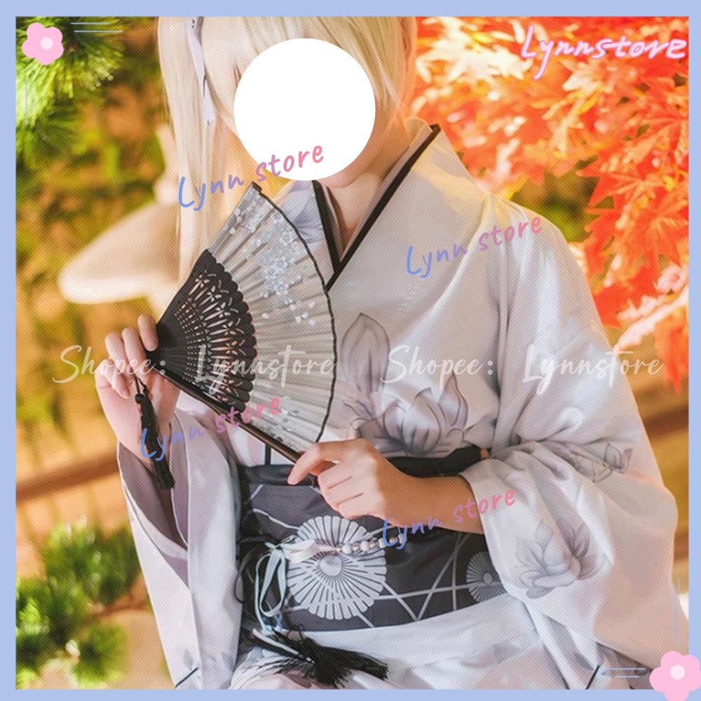 Kasugano Sora Bộ Trang Phục Kimono Nhật Bản Màu Trắng In Hình Anime: Where We Are Least Alone Kasugano Sora