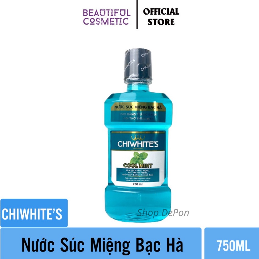 Nước Súc Miệng Bạc Hà Chiwhite's 750ML Ngừa Sâu Răng Chống Hôi Miệng Kháng Khuẩn Làm Sạch Mảng Bám