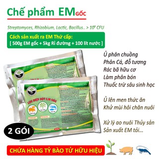 (Combo 2 gói) EM gốc 500g. Men vi sinh ủ phân rác bã hữu cơ làm Phân Bón. Xử lý mùi hôi chuồng trại. Làm sạch ao hồ cá