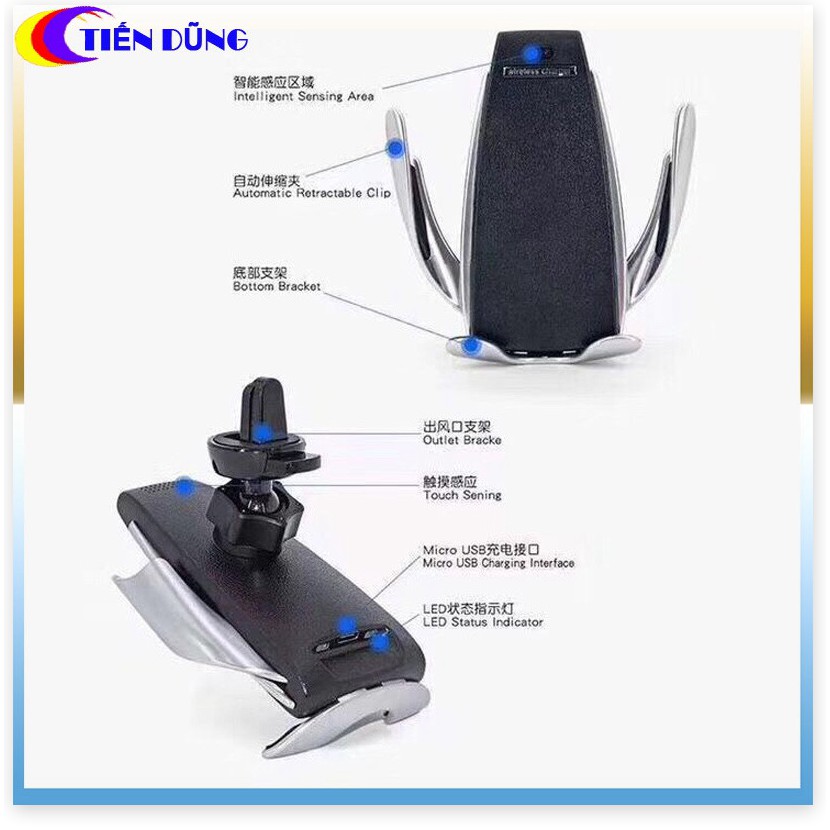 Sạc Không Dây Ô tô S5, Đế Sạc Nhanh Điện Thoại Không Dây Trên Xe Hơi Không Dây Cảm Ứng (Phiên Bản Mới)