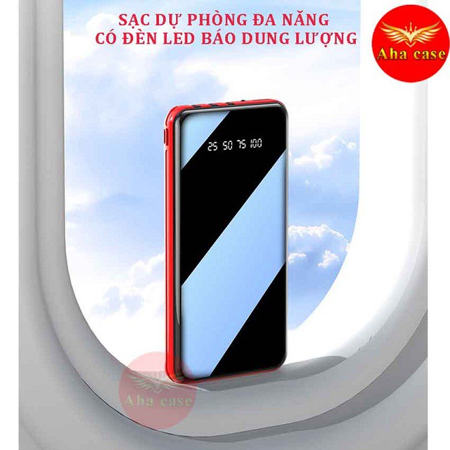 [BÁN CHẠY - CỰC HOT] Pin Sạc Dự Phòng Mini 10,000 mAh, Kèm 3 Cáp Sạc Đa Năng Tiện Lợi, Sạc Nhanh, Kiêm Đèn Pin, Giá Đỡ