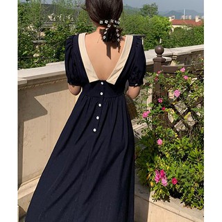 Váy 2 mặt xanh tím than
