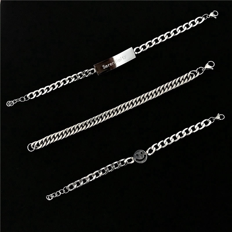 Vòng tay bằng thép titan phong cách Hiphop thời trang đường phố cá tính