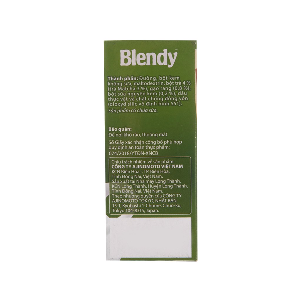 [CHÍNH HÃNG] Trà Matcha Gạo Rang Ajinomoto Blendy Hộp 10 Gói x 17g