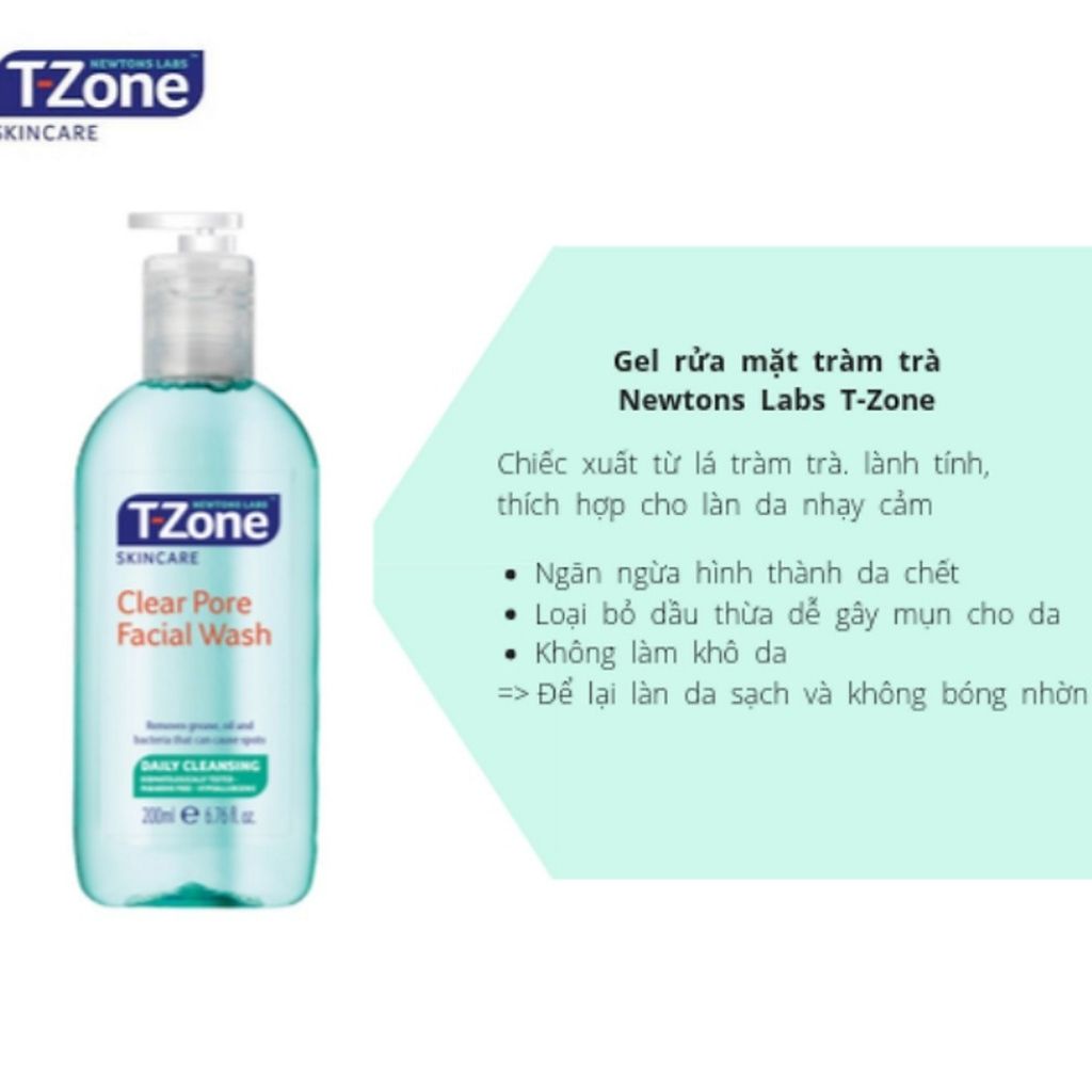 Sản phẩm T-ZONE sữa rửa mặt, gel tẩy da chết, nước hoa hồng, kem chấm mụn - Zavenci
