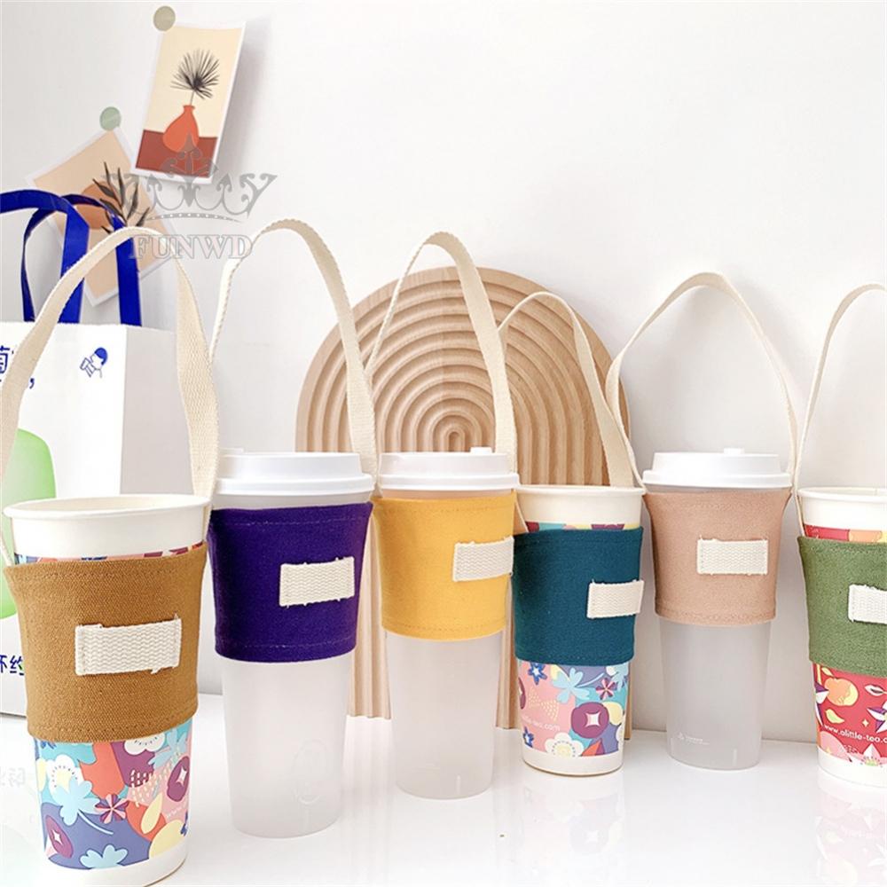 Túi Vải Canvas Đựng Ly Nước / Cà Phê / Sữa Đa Năng Có Thể Tái Sử Dụng Mới