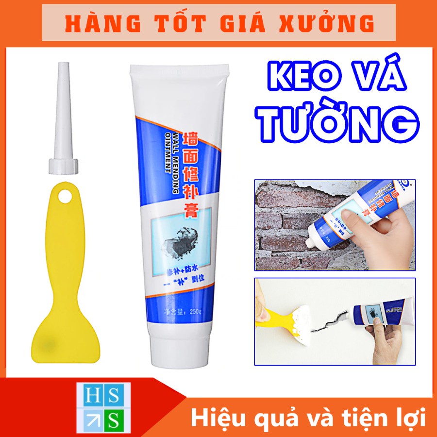 Tuýp Keo Vá Tường Bị Nứt, Ẩm Mốc, Thủng Chuyên Dùng Siêu Dính 250ml Kèm Gạt