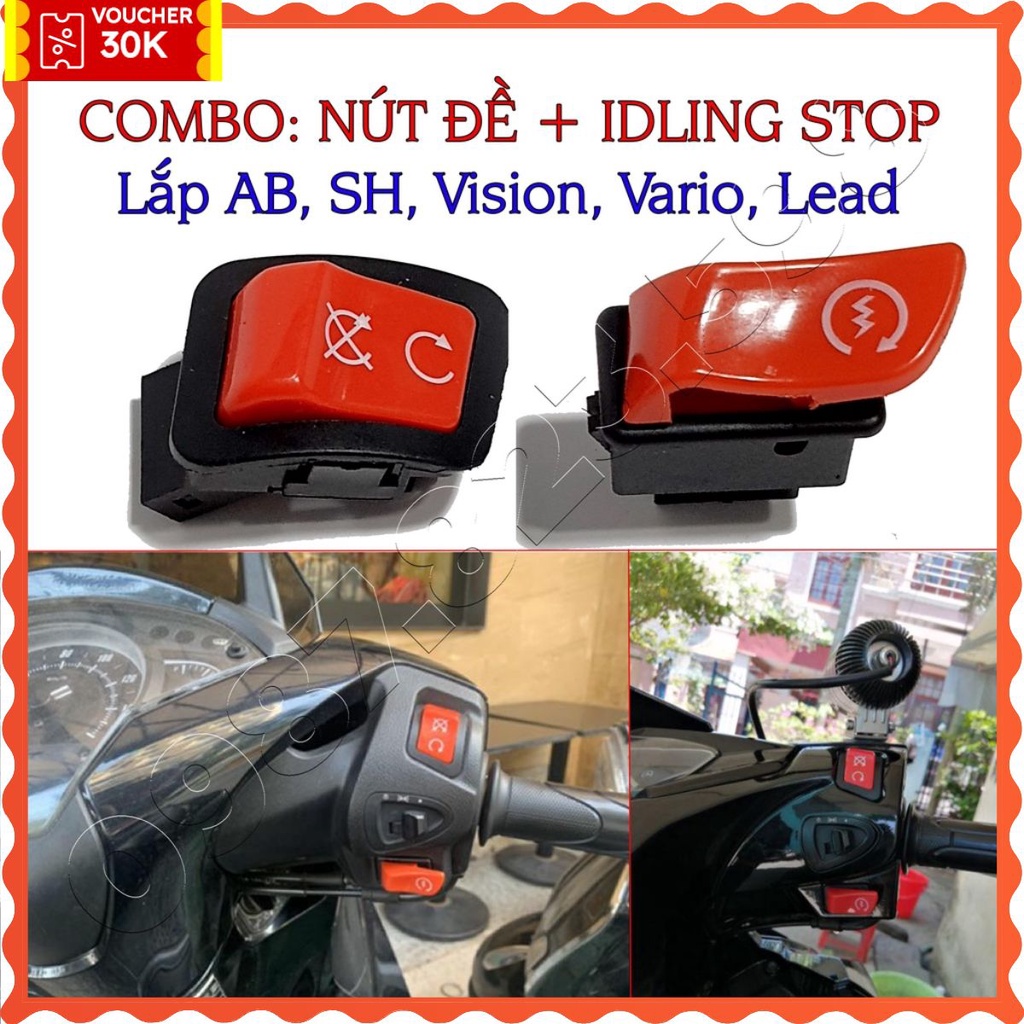 [ COMBO] Công tắc IDLING STOP ( Đỏ ) Kiểu 300i + Nút Đề Đỏ Gắn Được Nhiều Dòng Xe