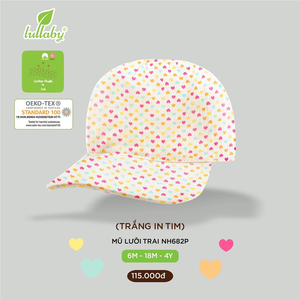 Mũ lưỡi trai Lullaby cao cấp bền bỉ from chuẩn in họa tiết đáng yêu cho bé trai bé gái NH682P