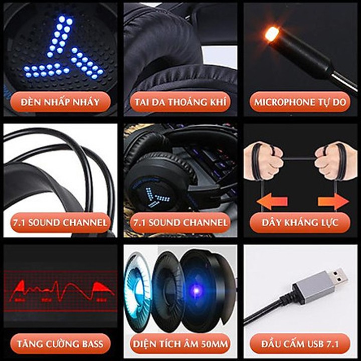 Bộ Tai Nghe Headphone chụp Tai Gaming Hầm Hố Thích Hợp Dùng Livestream , Nghe Nhạc , Xem Phim Cực Thích