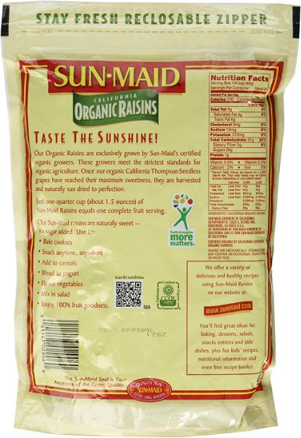 Nho khô Mỹ 907g Organic SUNMAID Raisins