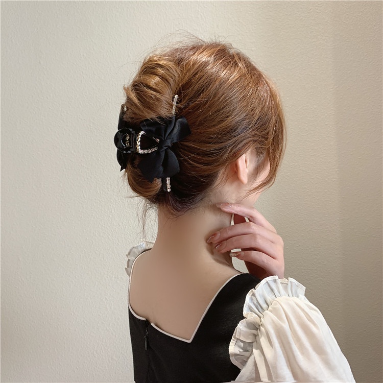 Kẹp càng cua cao cấp viền nạm đá, đính nơ Harukami