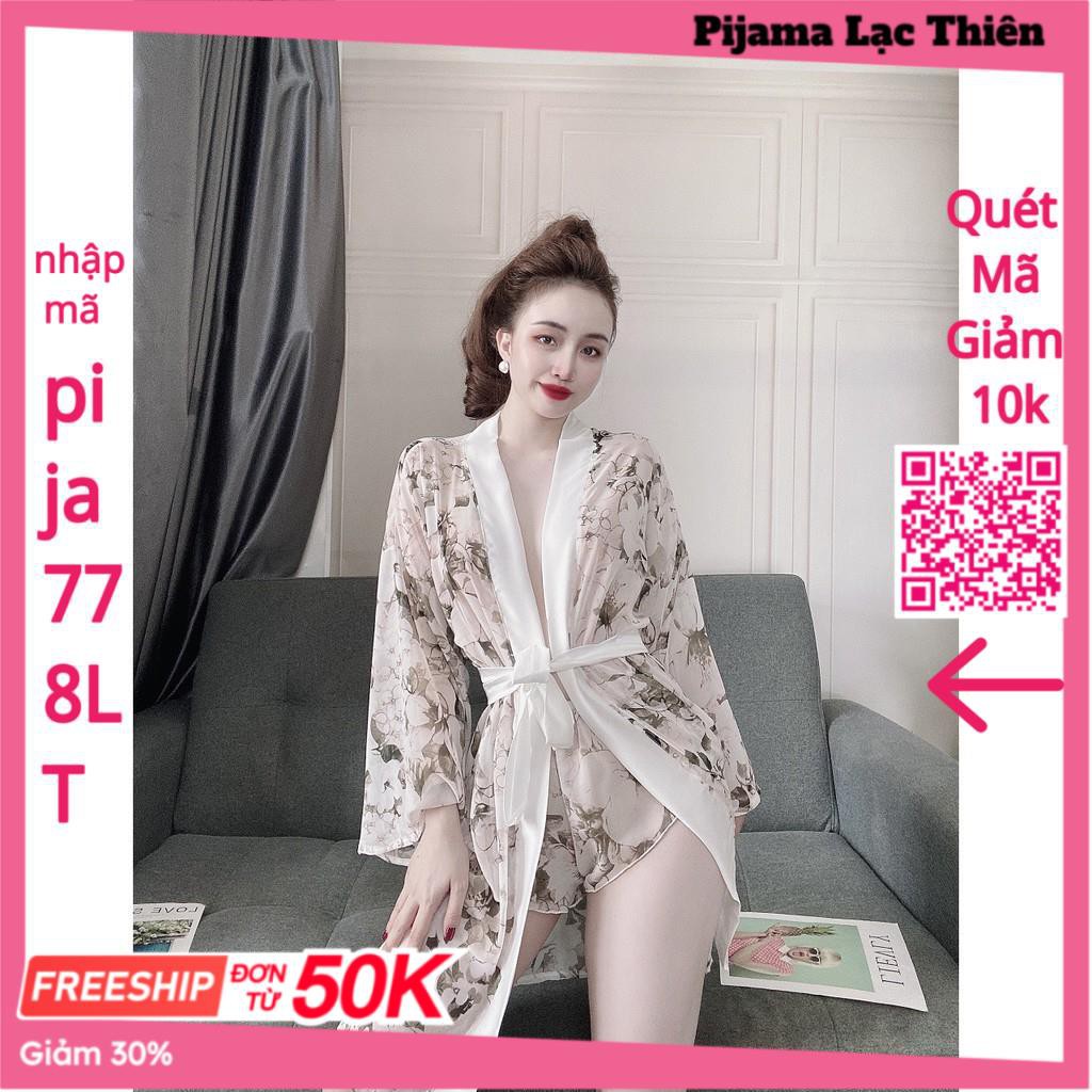 Áo Choàng Ngủ Voan Xuyên Thấu, Áo Choàng Ngủ Kimono Kèm Quần Gợi Cảm Quyến Rủ Cho Nữ. | BigBuy360 - bigbuy360.vn