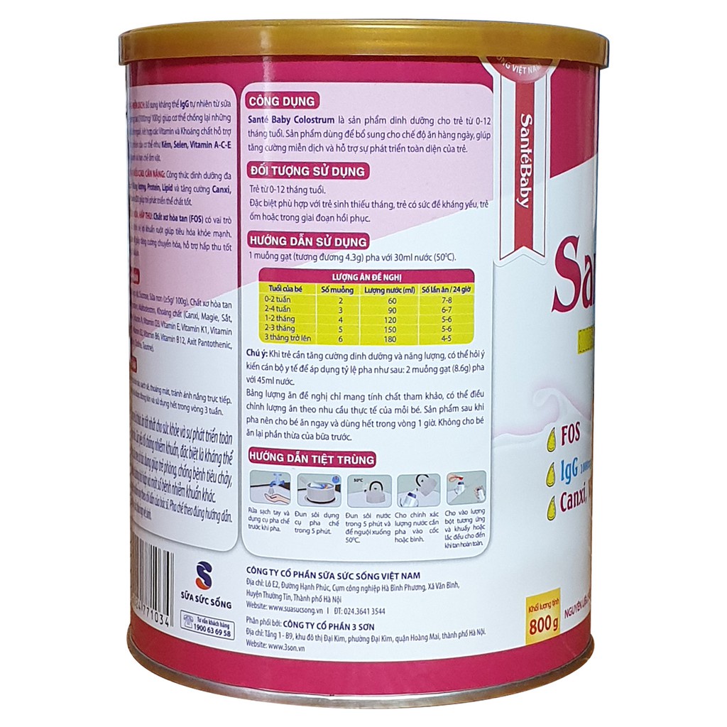 Sữa non Santebaby hộp 800g