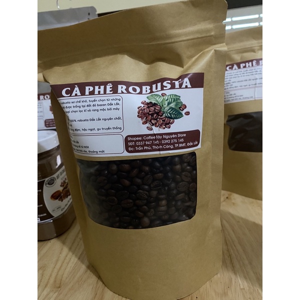 Cà phê nguyên chất Robusta rang mộc nguyên hạt Đăk Lăk- Coffee Tây Nguyên store gói 1kg