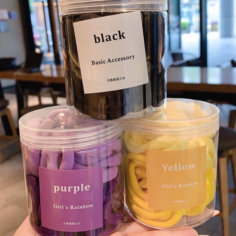 Hộp 50 Dây Buộc Tóc Cao Su Nhiều Màu Sắc Thời Trang