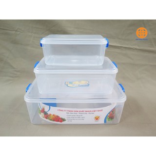 sét 3 hộp chữ nhật đựng thức ăn để tủ lạnh
