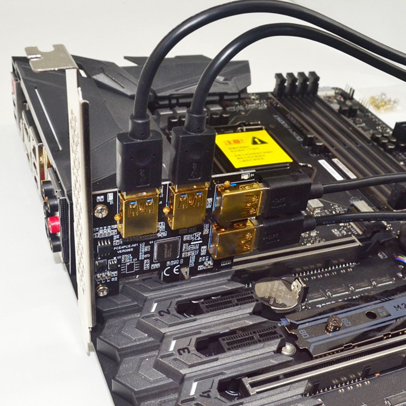 Card Mở Rộng Chuyển Đổi Từ Pci-E 1 Sang 4 Usb3.0 + 4xpcie 1x Sang 16x L4Pin | BigBuy360 - bigbuy360.vn