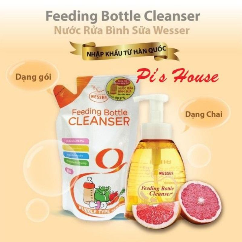 (HCM) Cọ/Nước rửa bình sữa Wesser 500ml