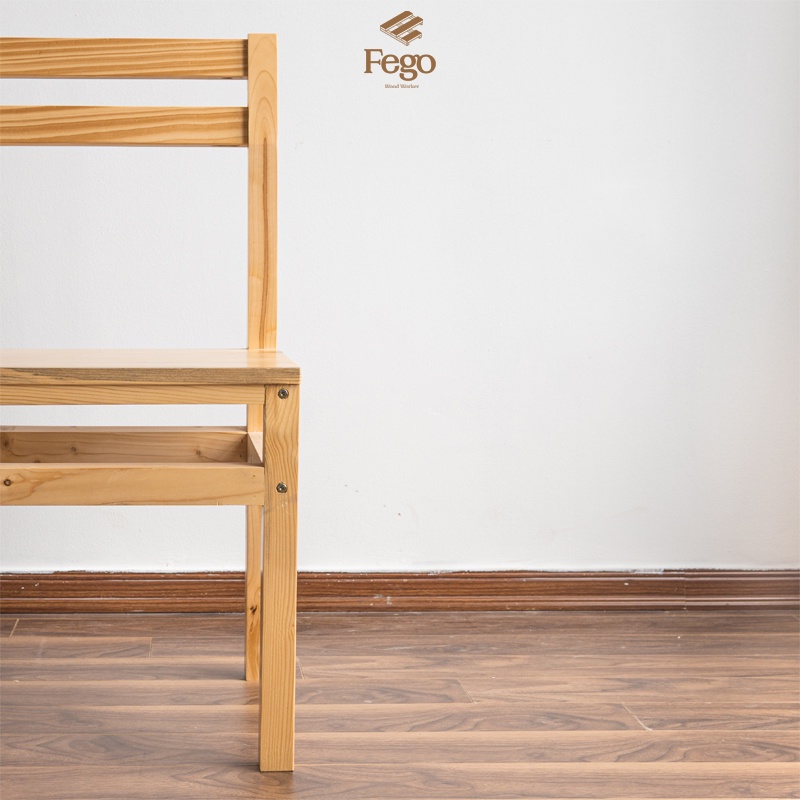 Ghế gỗ ngồi học FEGO không tay tựa gỗ thông tự nhiên