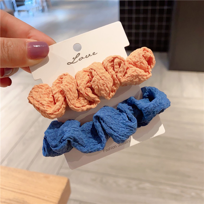 Combo 2 dây cột tóc vải nhúng màu pastel đơn giản nhẹ nhàng cho nữ CB04