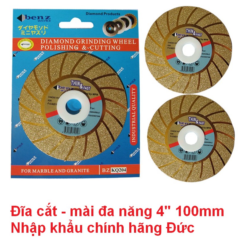 Đĩa cắt/mài kính, gạch đa năng kim cương 4inch - 100x0.8x20/16mm nhập khẩu Đức chính hãng BenzWerkz