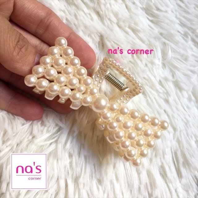 Kẹp cua nhựa nhỏ giả ngọc trai dễ thương