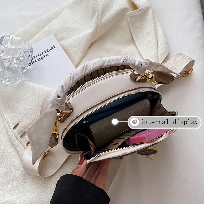 Túi đeo chéo IELGY hình tròn nhỏ thêu họa tiết hình thoi thời trang cho nữ