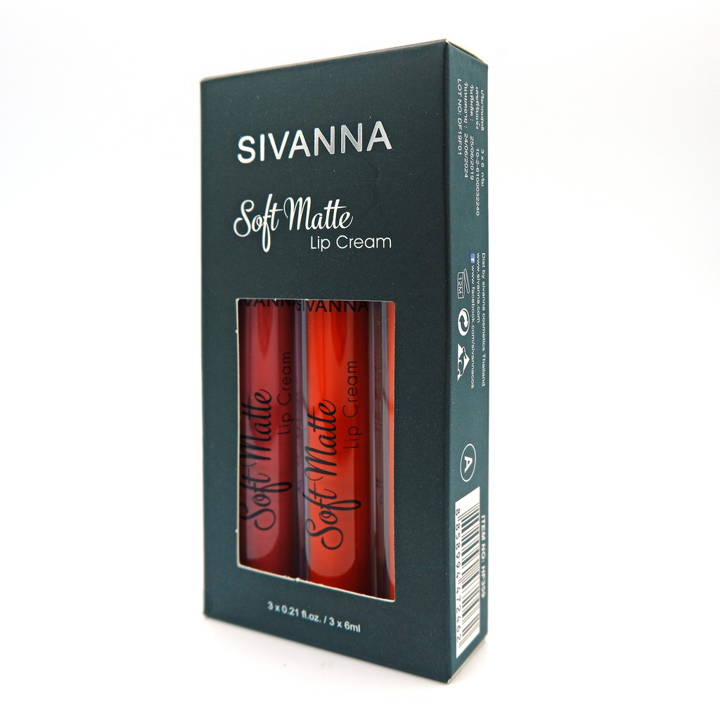 Set Son Kem Lì 3 Cây Sivanna Colors Soft Matte Cream Lip Gloss HF359