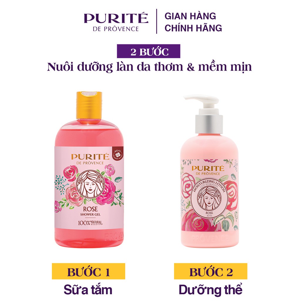 Combo 2 Sữa Tắm Mềm Mịn Hoa Hồng Purité 500ml/chai