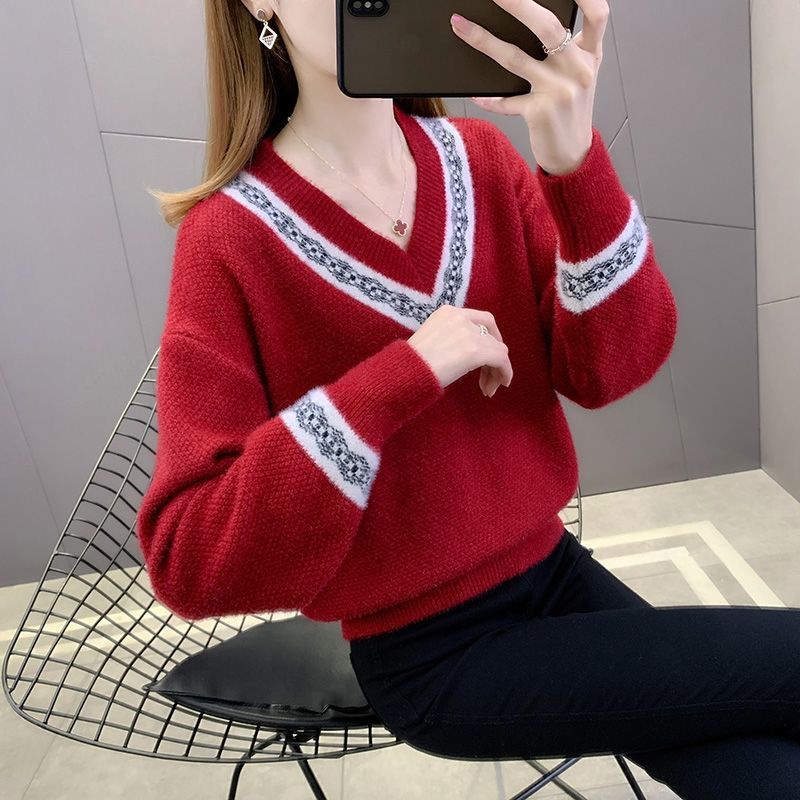 Áo Khoác Giả Lông Chồn Cổ Chữ V Dáng Ôm Thời Trang Thu Đông Hàn Quốc Mới