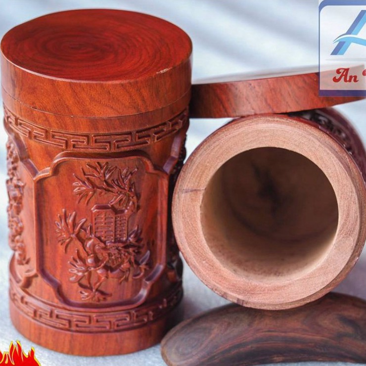 HỘP CHÈ TỨ QUÝ BẰNG GỖ HƯƠNG NGUYÊN KHỐI -Hàng cao cấp