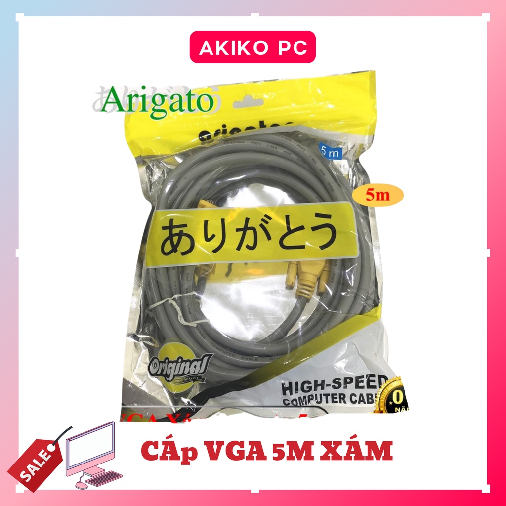 Dây VGA 1.5m 3m 5m 10m 15m 20m ARIGATO 1080p kết nối nối dài VGA 2.0 AKIKO