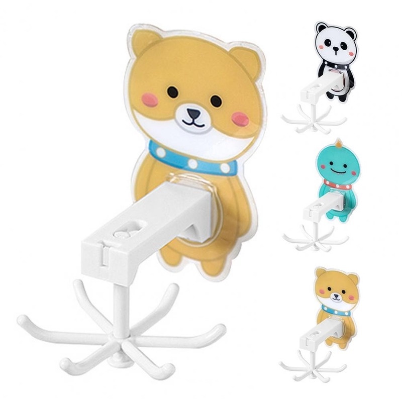 1 móc treo đồ gắn tường hình động vật hoạt hình xoay 360 độ không để lại vết