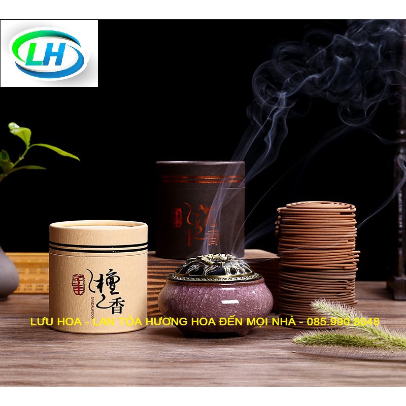 {MÙI TÙY CHỌN} Nhang trầm hương cao cấp 50 vòng thời gian cháy 4 giờ đựng trong hộp giấy kín - Mùi trầm hương .