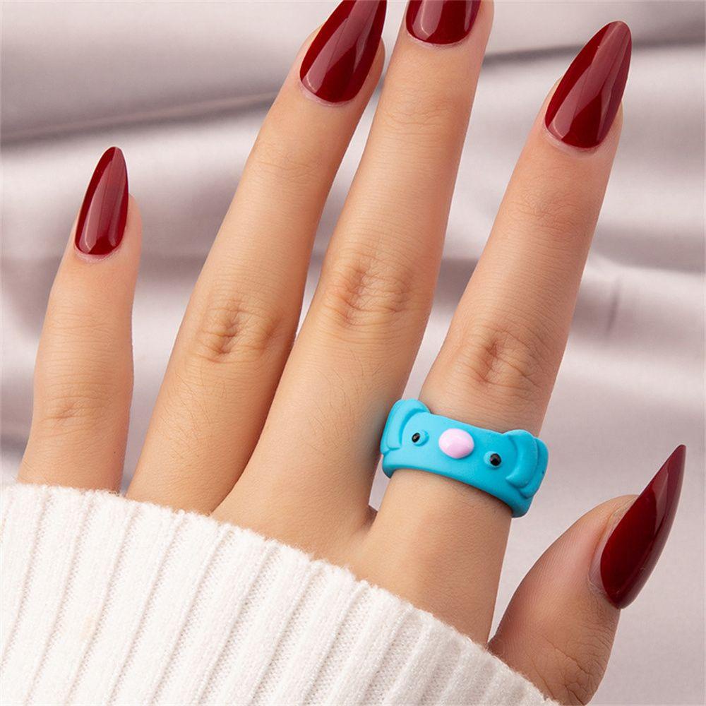 Nhẫn Hình Động Vật Bằng Nhựa Dễ Thương Nhiều Màu Sắc