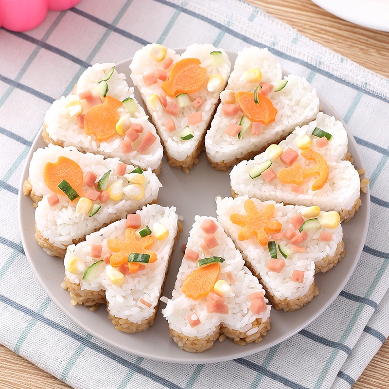 Khuôn chia xôi 8 ngăn hình tim khuôn xôi khuôn bánh sushi làm thạch