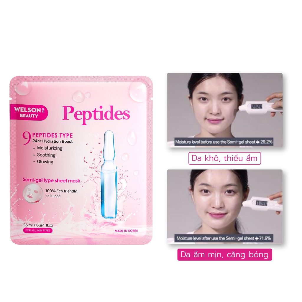 [H&amp;B Gift] Combo 2 miếng mặt nạ Peptides Welson Beauty