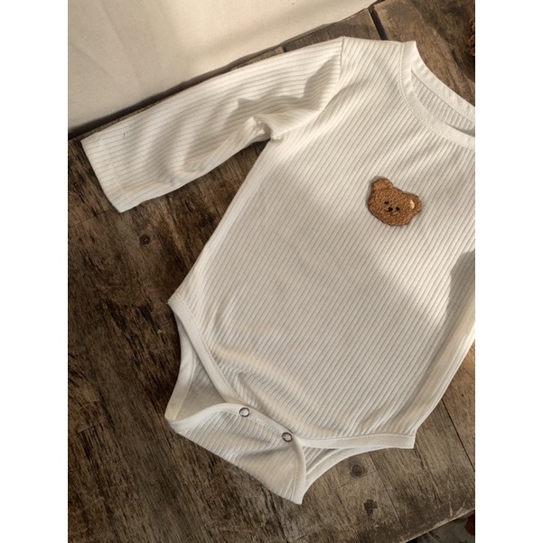 Body Gấu thêu kèm mũ & turban chất cotton gân xuất Hàn cho bé