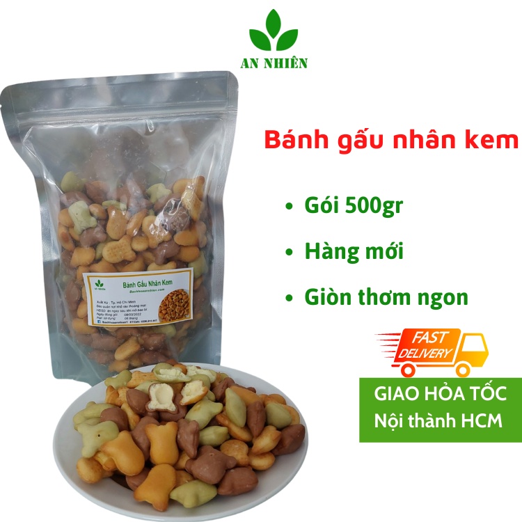 Bánh gấu nhân kem thơm ngon gói 500gr