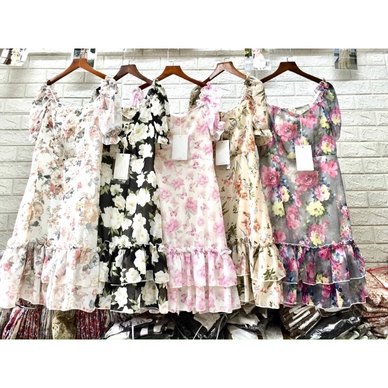 Váy,đầm voan tơ cổ vuông,tay bồng | BigBuy360 - bigbuy360.vn