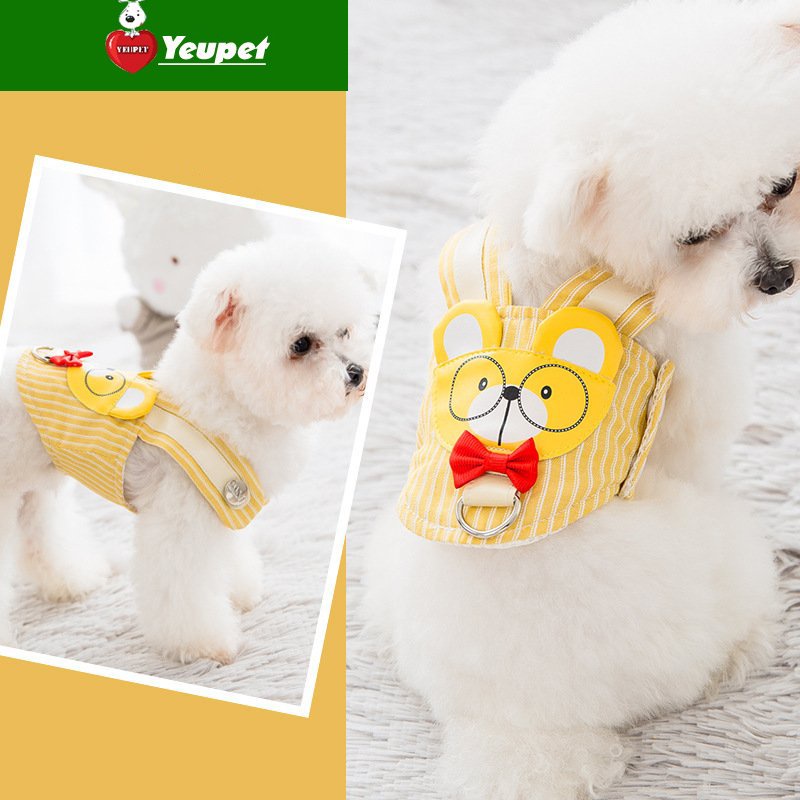 COMBO áo và dây dắt chó mèo con chất liệu cotton mát, hình động vật dễ thương TCM20