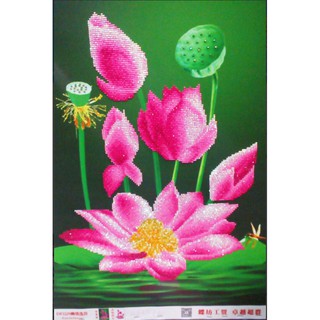 Tranh Đính Đá ABC 3D Hoa Sen Thanh Khiết DF2229 (KHÁCH TỰ ĐÍNH) KT:50X64CM
