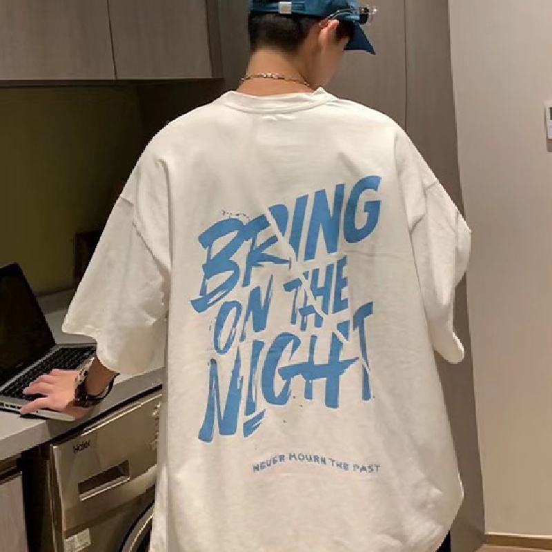 Áo Thun Tay Ngắn Dáng Rộng In Chữ Phong Cách Hip Hop Thời Trang Mùa Hè Cỡ Lớn M-8XL