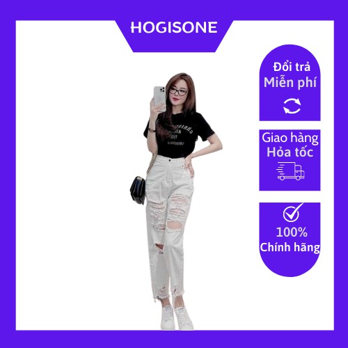 Quần Jeans Baggy Nữ Rách Gối, Khoe Trọn Cá Tính HOGISONE (CD003)