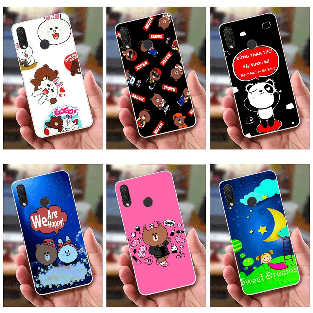 Ốp lưng Huawei Nova 3i (dẻo viền trắng trong) - Hình Cartoon