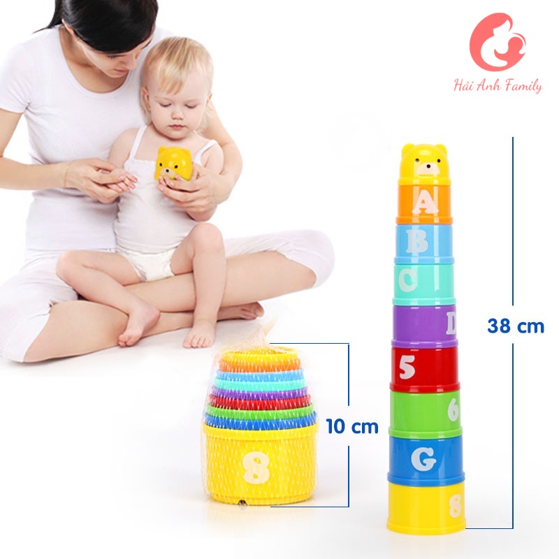 Đồ chơi tháp chồng 9 tầng giúp bé phát triển kĩ năng và hạn chế tiếp xúc với điện thoại, tivi