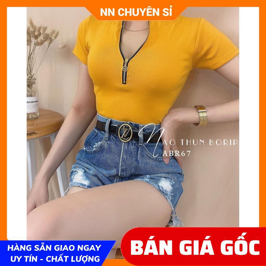 Áo thun nữ chất borip phối tia kéo dễ thương ABR67 Áo kiểu nữ